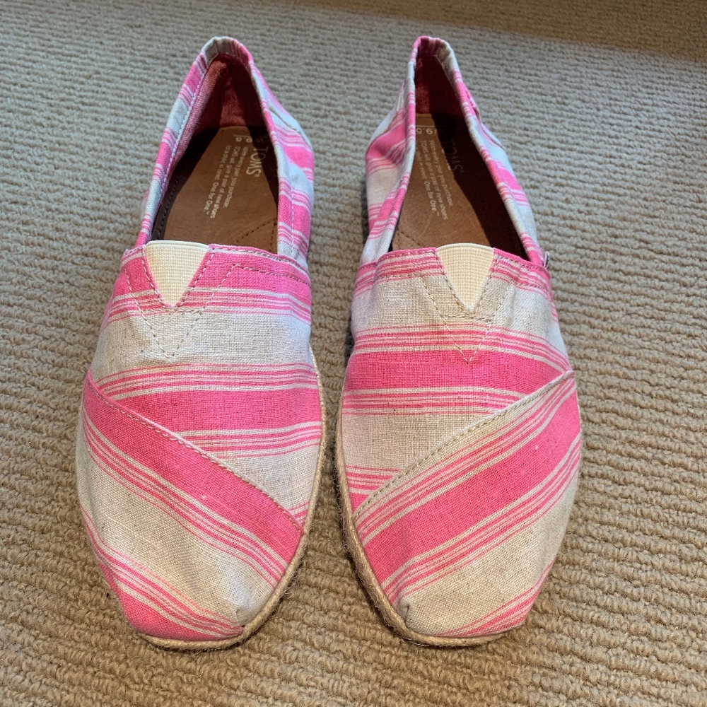 Toms Pink Stripe Slip on